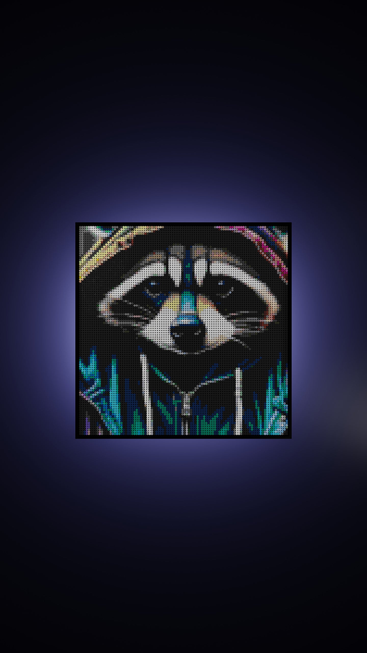 Raccoonaissance LEGO® Style mosaic pixel art design for display